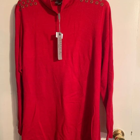New With Tags JOSEPH A Scarlet red sweater size 1X - Picture 2 of 6